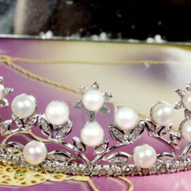 Pearl Crown 20 Carat Rose Cut Diamond & Pearl 32.5 Gms 925 Sterling Silver