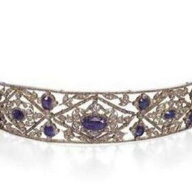 Princess Headband 45.9 Carat Rose Cut Diamond & Amethyst 56.78 Gms 925 Sterling Silver