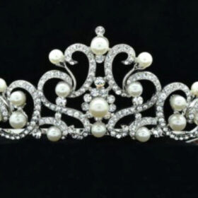 Princess Tiara 38.7 Carat Rose Cut Diamond & Pearl 53.5 Gms 925 Sterling Silver