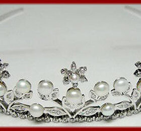 Pearl Crown 27.3 Carat Rose Cut Diamond & Pearl 38.65 Gms 925 Sterling Silver