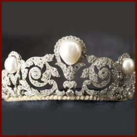 Wedding Tiaras 32.3 Carat Rose Cut Diamond & Pearl 55.4 Gms 925 Sterling Silver