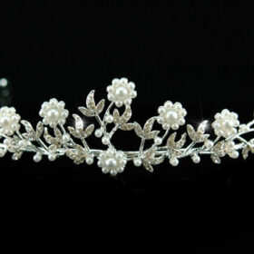 Pearl Tiara 13 Carat Rose Cut Diamond & Pearl 39.85 Gms 925 Sterling Silver