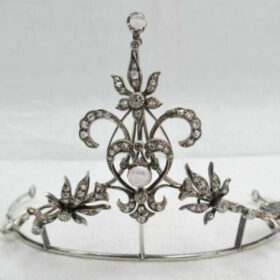 wedding Crown 6.05 Carat Rose Cut Diamond & Pearl 27.78 Gms 925 Sterling Silver