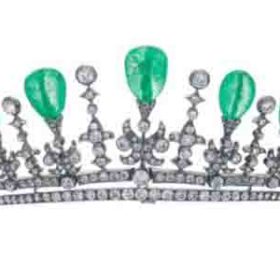 wedding crown 52.76 Carat Rose Cut Diamond & Emerald 64.65 Gms 925 Sterling Silver