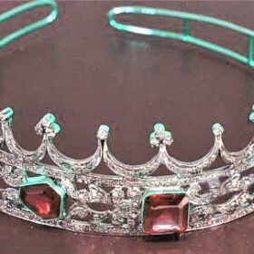 Wedding Tiaras 44.7 Carat Rose Cut Diamond & Garnet 58.65 Gms 925 Sterling Silver