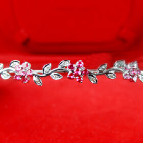 Wedding Headband 7 Carat Rose Cut Diamond & Ruby 23 Gms 925 Sterling Silver