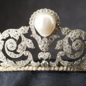 bridal tiara 23.5 Carat Rose Cut Diamond & Pearl 51.8 Gms 925 Sterling Silver