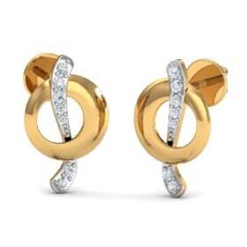 Casual gold earrings for women 0.14 Ct Diamond Solid 14K Gold