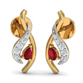 Glittering gemstone earrings 0.1 Ct Diamond Solid 14K Gold