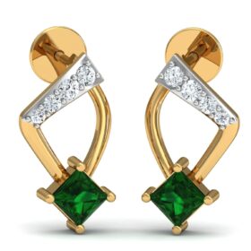 Glamarous gemstone earrings 0.08 Ct Diamond Solid 14K Gold