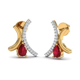 Fashionable gemstone earrings 0.28 Ct Diamond Solid 14K Gold