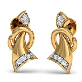 Unique gold earrings for women 0.1 Ct Diamond Solid 14K Gold