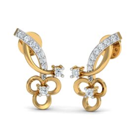 Shimmering gold earrings for girls 0.18 Ct Diamond Solid 14K Gold