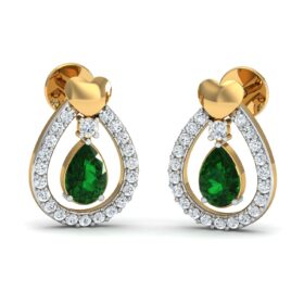 Bold gemstone earrings 0.44 Ct Diamond Solid 14K Gold