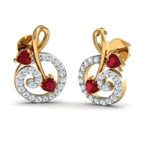Casual gemstone earrings 0.42 Ct Diamond Solid 14K Gold