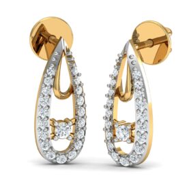 Elegant gold earrings 0.4 Ct Diamond Solid 14K Gold