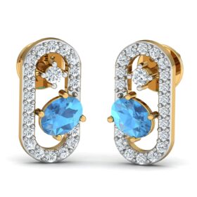 Handcrafted gemstone earrings 0.4 Ct Diamond Solid 14K Gold