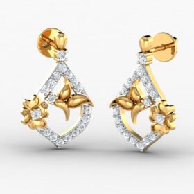 Floral gold earrings for girls 0.36 Ct Diamond Solid 14K Gold