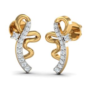 Unique gold and diamond earrings 0.24 Ct Diamond Solid 14K Gold