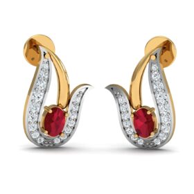 Bold gemstone earrings 0.32 Ct Diamond Solid 14K Gold