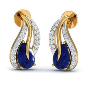 Sparking gemstone earrings 0.34 Ct Diamond Solid 14K Gold