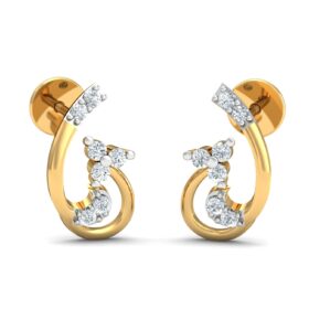 Contemporary diamond earrings for women 0.14 Ct Diamond Solid 14K Gold