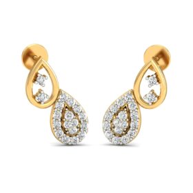 Dramatic designer earrings 0.36 Ct Diamond Solid 14K Gold