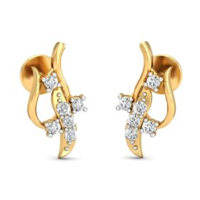 Glittering round diamond earrings 0.13 Ct Diamond Solid 14K Gold