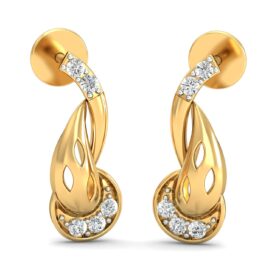 Shimmering designer earrings 0.1 Ct Diamond Solid 14K Gold