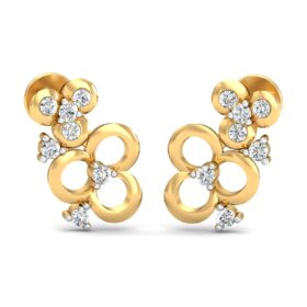 Innovative gold earrings for girls 0.2 Ct Diamond Solid 14K Gold