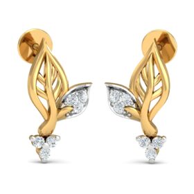 Contemporary diamond earrings 0.135 Ct Diamond Solid 14K Gold