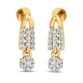 Handmade gold earrings 0.54 Ct Diamond Solid 14K Gold