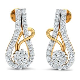 Floral designer earrings 0.89 Ct Diamond Solid 14K Gold
