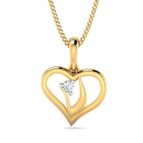 Adorable Heart Pendants 0.02 Ct Diamond Solid 14K Gold