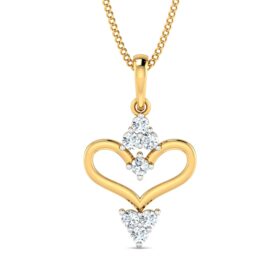 Beautiful Diamond Heart Pendants 0.13 Ct Diamond Solid 14K Gold