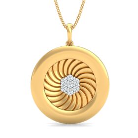 Stunning Religious Diamond Circle Pendant 0.14 Ct Diamond Solid 14K Gold