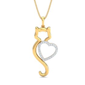 Bold Heart Necklace 0.13 Ct Diamond Solid 14K Gold