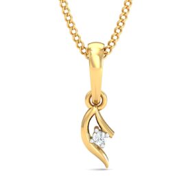 Charming Solitaire Pendant Necklace 0.15 Ct Diamond Solid 14K Gold