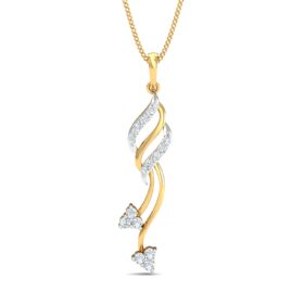 Floral Gold Pendant 0.21 Ct Diamond Solid 14K Gold