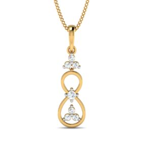 Casual Gold Pendant Necklace 0.09 Ct Diamond Solid 14K Gold