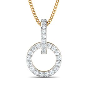 Contemporary Diamond Circle Pendant 0.26 Ct Diamond Solid 14K Gold