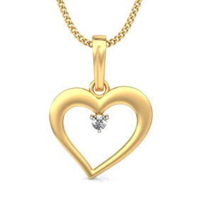 Elegant Gold Heart Necklace 0.03 Ct Diamond Solid 14K Gold