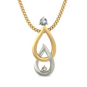 Handcrafted Diamond Solitaire Pendant Necklace 0.15 Ct Diamond Solid 14K Gold