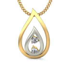 Graceful Solitaire Pendant Necklace 0.2 Ct Diamond Solid 14K Gold