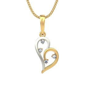 Shimmering Heart Necklace 0.06 Ct Diamond Solid 14K Gold