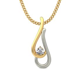 Casual Diamond Solitaire Pendant 0.15 Ct Diamond Solid 14K Gold