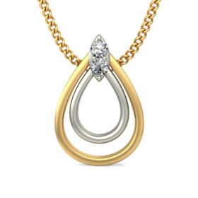 Dramatic Real Diamond Pendant 0.03 Ct Diamond Solid 14K Gold