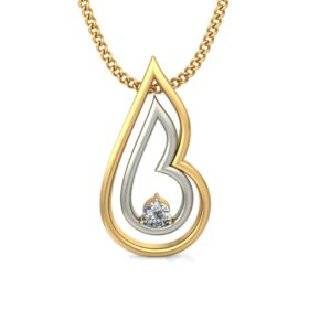 Handcrafted Diamond Solitaire Pendant Necklace 0.08 Ct Diamond Solid 14K Gold