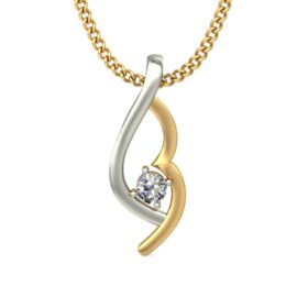 Fashionable Diamond Solitaire Pendant Necklace 0.2 Ct Diamond Solid 14K Gold