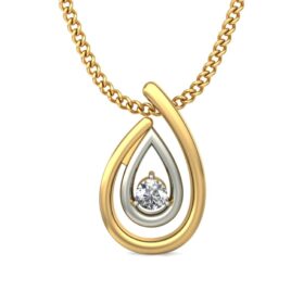 Lovely Solitaire Pendant 0.125 Ct Diamond Solid 14K Gold